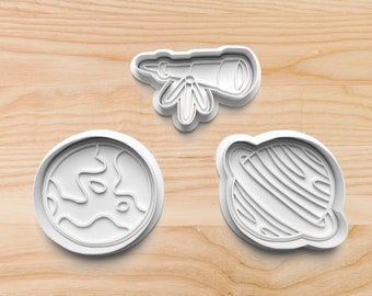 Planet Cookie Cutters: Astronomy Set, Earth, Saturn, Telescope