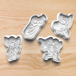 Angel Cookie Cutter Set with Trumpet Heart Bow and Praying Designs for Christmas Baking Holiday Cookies Craft Projects or Faith Gifts