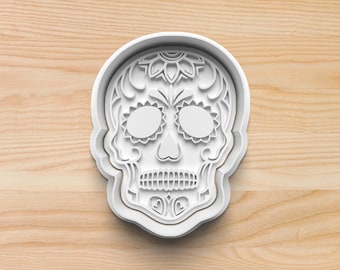 Sugar Skull Cookie Cutter: Día de los Muertos Floral Design