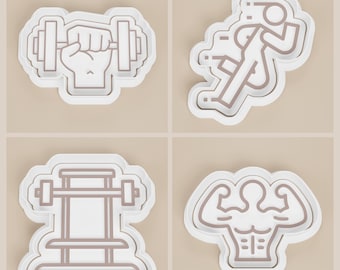 Gym Workout Cookie Cutter Set: 3D Printed Fitness Theme
