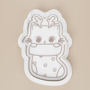 Christmas Stocking Kitties Cookie Cutter #1 - Spotted