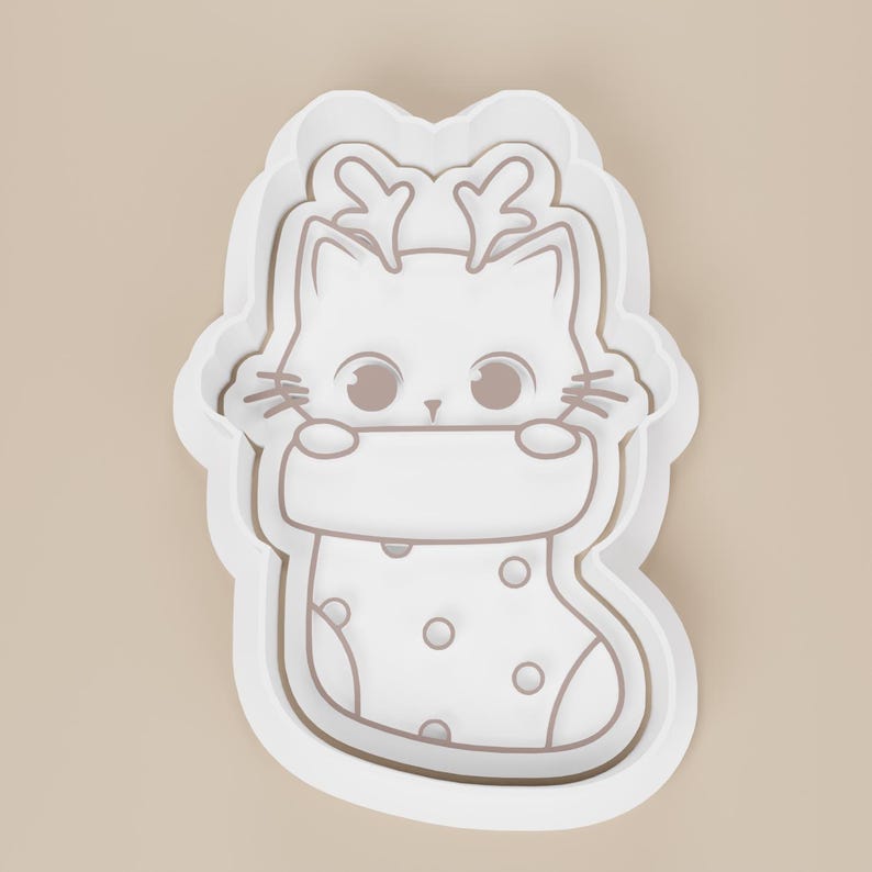 Christmas Stocking Kitties Cookie Cutter #1 - Spotted