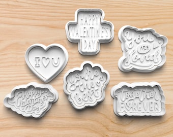 Set de cortadores de galletas y sellos con frases de amor de San Valentín