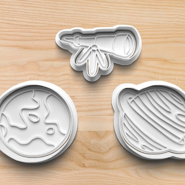 Planet Cookie Cutters || Astronomy Cookie Cutters || Saturn Cookie Cutter || Telescope Cookie Cutter || Earth Cookie Cutter