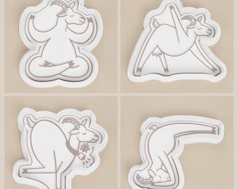 Yoga Goat Cookie Cutter and Stamp Set | Funny Stretching Goat, Lotus, Triangle, Meditation Shapes
