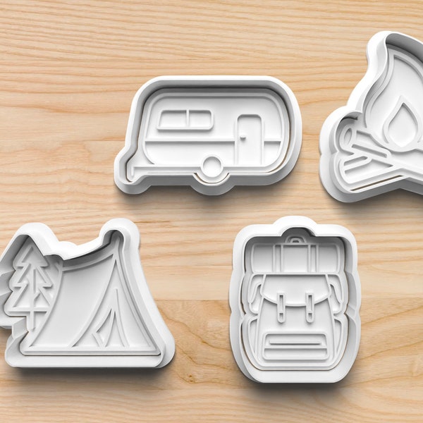 Camping Theme Cookie Cutters || Tent || RV || Campfire || Backpacking Bag Cutter