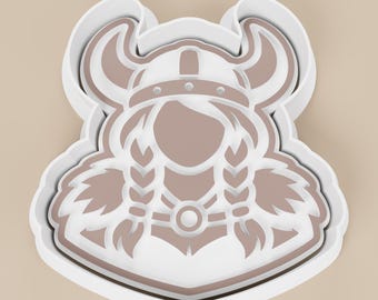 Shield Maiden Cookie Cutter | Viking Warrior Polymer Clay Tool | Norse Baking Supplies