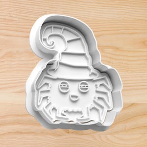 Spider Cookie Cutter with Hat – Halloween Spider Cookie Stamp – Cute Spider Halloween Baking Tool for Kids and Parties