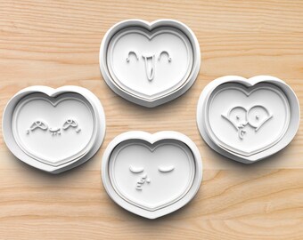 Valentine's Day Hearts Cookie Cutters || Squinting Heart Cookie Cutter || Kissing Heart Cookie Cutter || Happy Heart Cookie Cutter