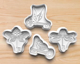 Magical Keys Cookie Cutter and Stamp || Flying Keys Cookie Cutters || Fantasy Keys Cookie Cutters || Winged Keys Cookie Cutters
