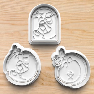 Nativity Cookie Cutter Set – 3pc Christmas Cutters Featuring Holy Family Scenes with Baby Jesus for Faith-Based Holiday or Religious Bakes