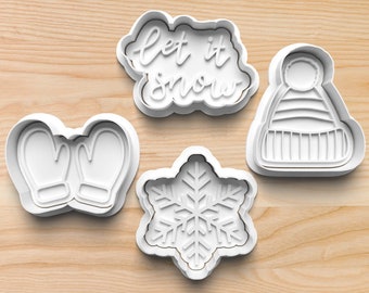 Winter Cookie Cutters || Let It Snow Cookie Cutter || Snowflake Cookie Cutter || Holiday Cookie Cutters || Winter Mittens Cookie Cutter