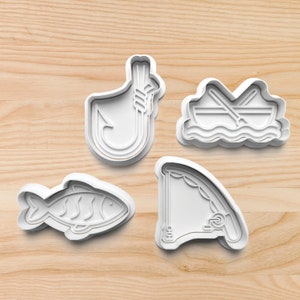 Fishing Cookie Cutters || Fishing Cookies || Fish || Lure || Boat || Fishing Rod || Clay Cutters || Biscuit Cutter