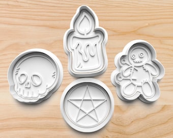 Halloween Cookie Cutters: Voodoo, Skull, Candle, Pentagram