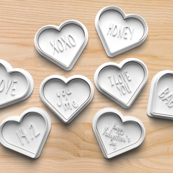 Valentine's Messages Cookie Cutters & Stamps || 3d Printed Cookie Cutter || Cookie Stamp || Cookie Embosser || Clay Cutter || Fondant Cutter