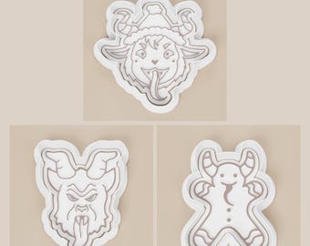 Krampus Cookie Cutter & Stamp Set | Scandinavian Baking Tool | Polymer Clay Stamp