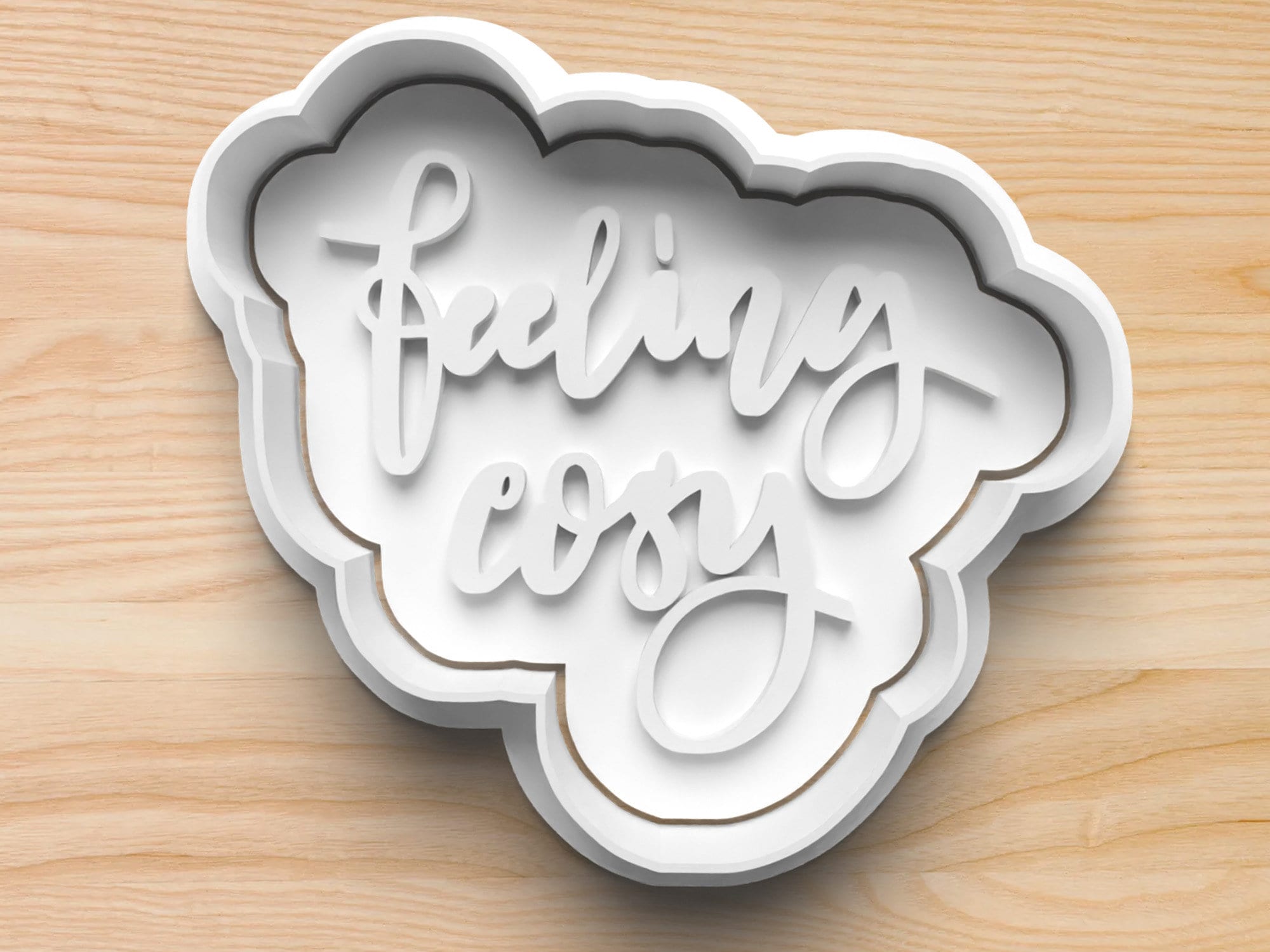 Feeling Cozy Cookie Cutter - Hand Lettered Fall Stamp for Autumn Baking Manifestation Gifts and Cozy Kitchen Vibes