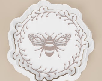 Honey Bee Floral Wreath Cookie Cutter | Polymer Clay Baking Tool