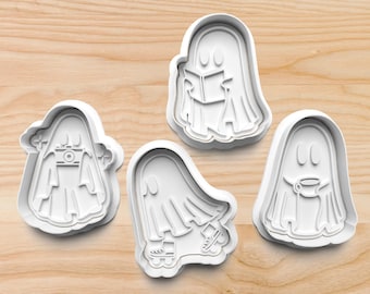 Halloween Ghost Cookie Cutters: Selfie, Cozy, Reading Ghosts
