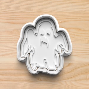 Spooky Ghost Cookie Cutter and Stamp – Halloween Baking Mold for Haunted House Cookies, Trick or Treat Snacks, and Boo Basket Gifts