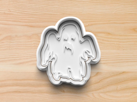 Spooky Ghost Cookie Cutter and Stamp: Halloween Baking Mold
