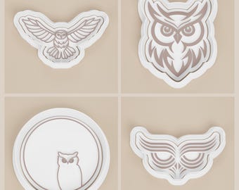 Owl Cookie Cutter & Stamp Set | Woodland Forest Bird Baking Tools | Polymer Clay Stamps