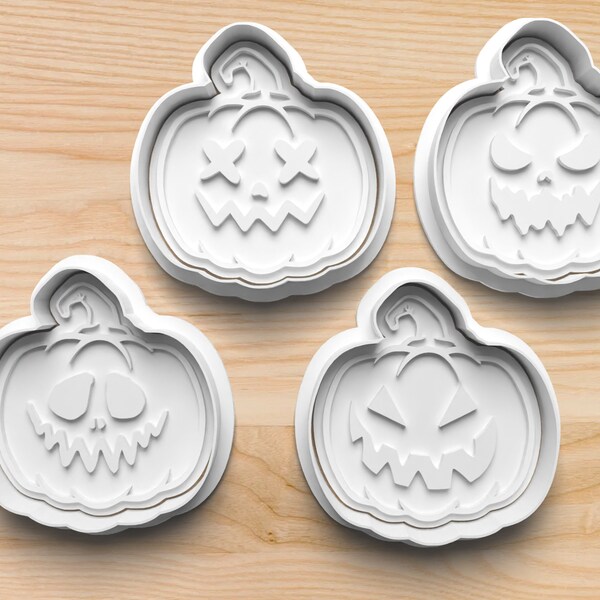 Halloween Pumpkins Cookie Cutter || 3d Printed Cookie Cutter || Cookie Stamp || Biscuit Stamp || Polymer Clay Cutter || Cookie Embosser