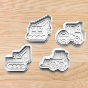 Construction Cookie Cutter Set with Bulldozer Dump Truck Crane and Roller Designs for Kid Birthday Baking Sugar Cookies Party Crafts Gift