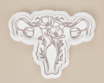 Flowery Uterus Cookie Cutter, Feminist Biscuit Stamp