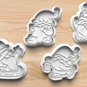 Christmas Gnome Santa Cookie Cutters  || 3d Printed Cookie Cutter || Cookie Stamp || Biscuit Stamp || Winter Cookies || Cookie Embosser