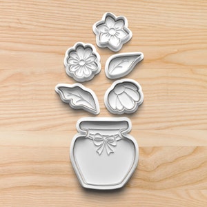 Valentine Flower Bouquet Cookie Cutter & Stamp Set