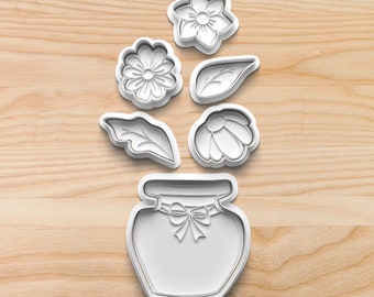 Valentine Flower Bouquet Cookie Cutter & Stamp Set
