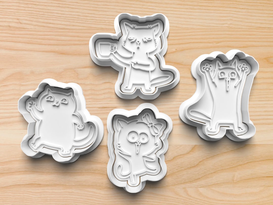 Cute Cat Cookie Cutters Cartoon Cats Cookie Cutters Etsy
