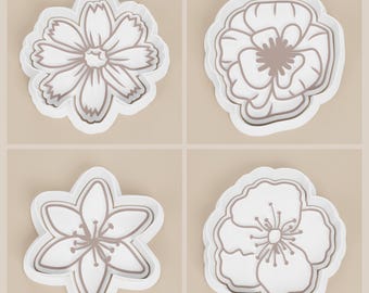 Flower Bouquet Cookie Cutter & Stamp Set | Daisy, Marigold, Tigerlily, Poppy Shapes