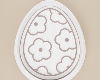 Floral Easter Egg Cookie Cutter, Spring Baking Tool, PLA Plastic
