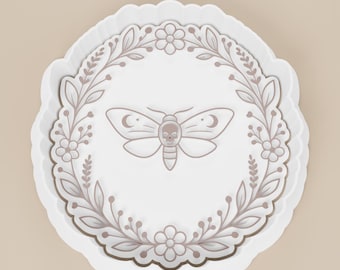 Death Head Moth Cookie Cutter | Floral Frame Insect Cutter | Dark Cottagecore Baking Supplies