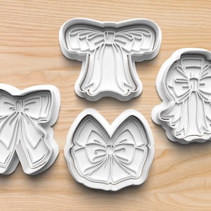 Christmas Bow Cookie Cutter Set with Elegant Gift Ribbon Designs for Holiday Baking Sugar Cookies Party Favors Fondant Crafts Gift Ideas