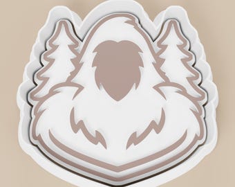 Bigfoot Forest Scene Cookie Cutter, Sasquatch Cryptid Baking Tool