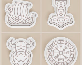 Viking Cookie Cutter Set | Vegvisir Norse Mythology | Polymer Clay Stamp