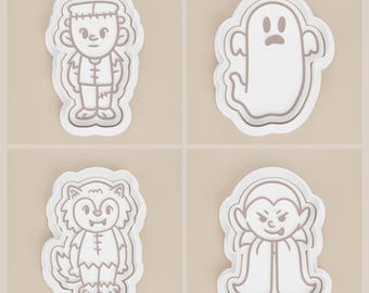 Halloween Monster Cookie Cutters: Werewolf, Vampire, Frankenstein