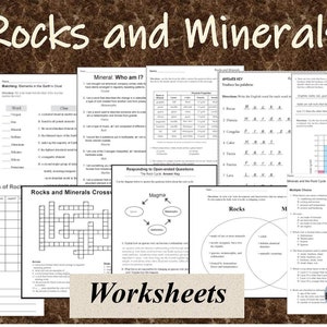 Rocks and Mineral Worksheets Graphic Organizers Etsy