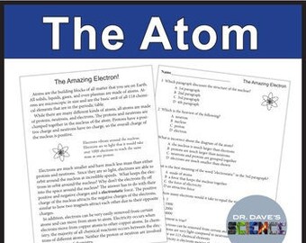Atoms Reading Comprehension Atomic Structure