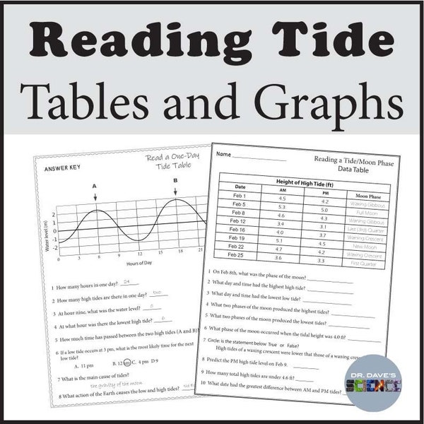 Tides Graph and Table Activity Tide Worksheets and Charts