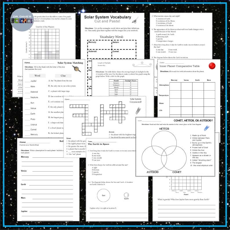 Solar System Packet Solar System and Planets Worksheet Packet - Etsy