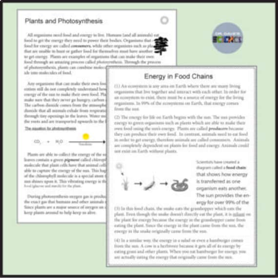 Science Reading Comprehension Worksheets