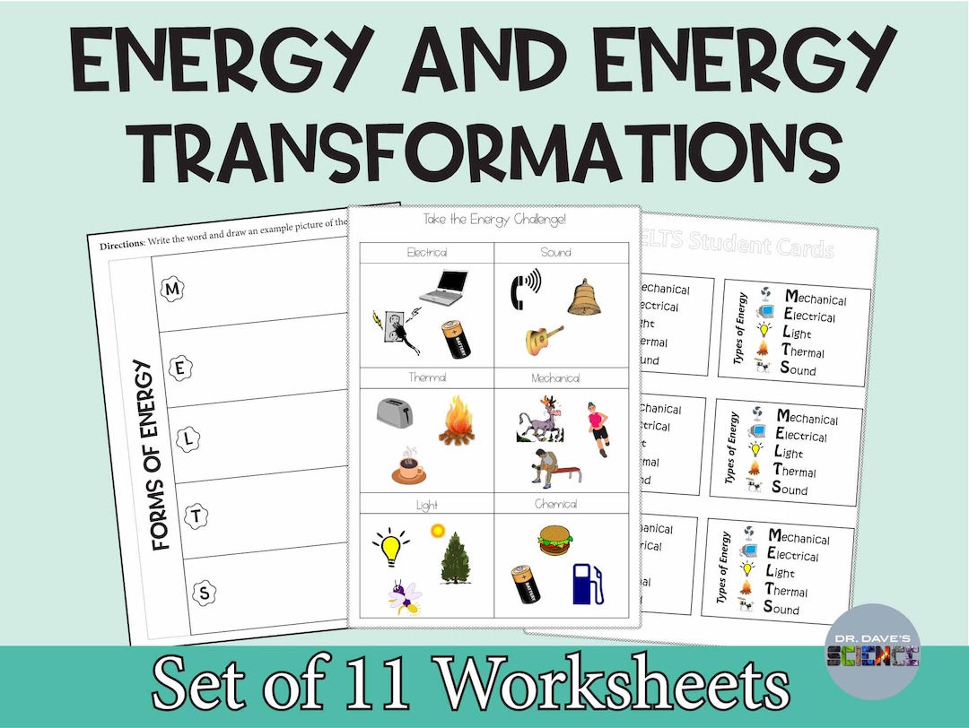 Forms of Energy Worksheets Etsy