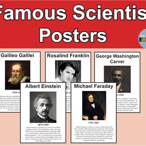Famous Scientist Printable Posters Einstein Newton Galileo Rosalind Pasteur Julian Darwin Curie