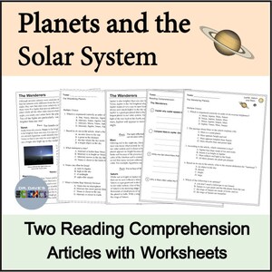 May include: Two printable worksheets for students to learn about the planets and the solar system. The worksheets include reading comprehension passages and multiple choice questions. The first worksheet focuses on the "wanderers" or planets, while the second worksheet focuses on the "wandering planets".