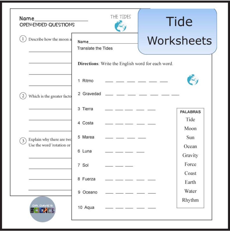 Tides Labels Question Tides the Moon and Gravity What Causes Ocean Tides - Etsy