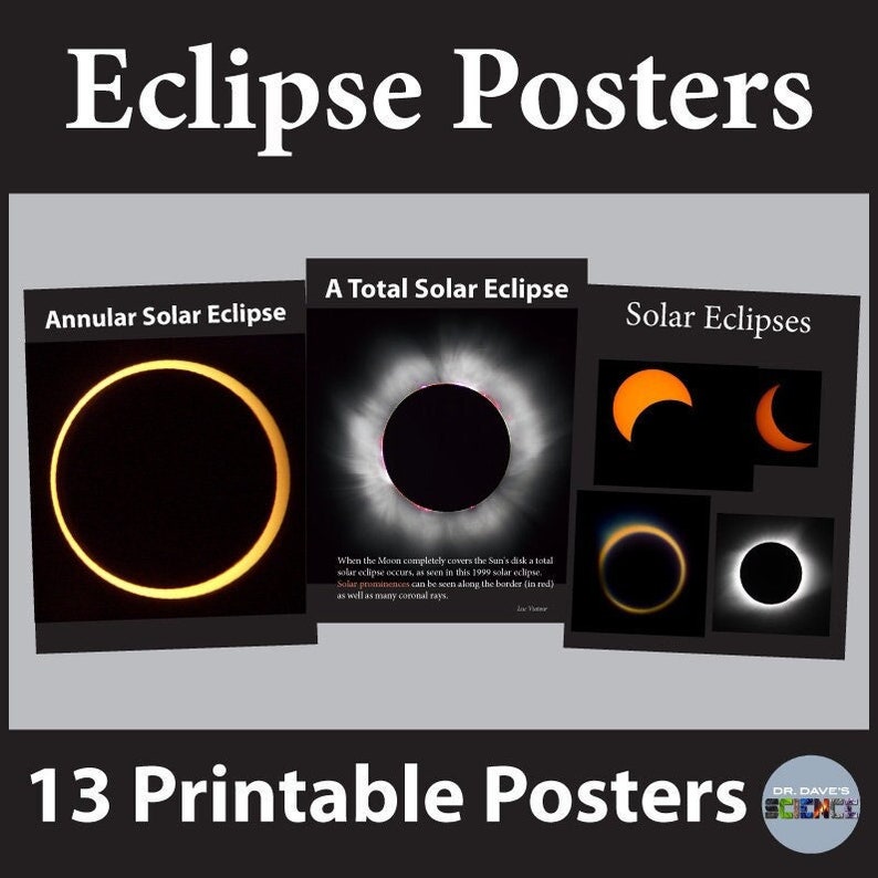 Solar and Lunar Eclipse Printable Posters Etsy